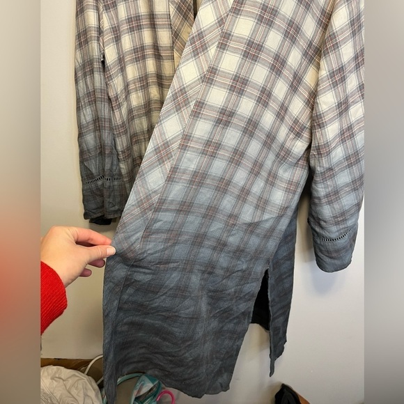 Maurices Plaid Dip Dye Ombré Kimono Duster 2X - Picture 5 of 13